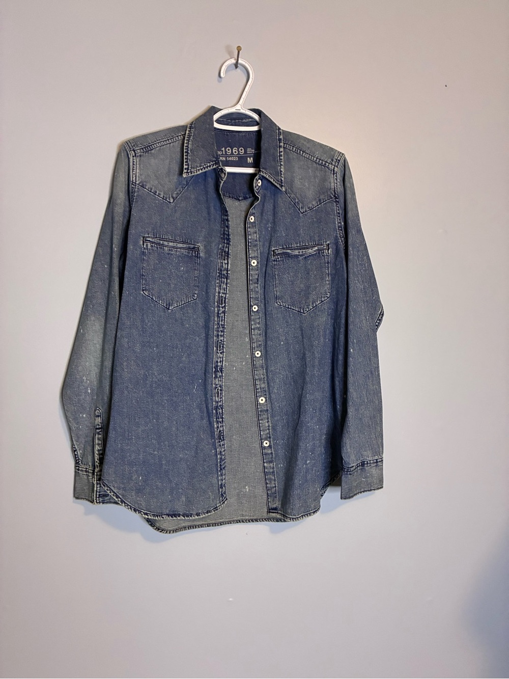 GAP Women Denim Button-Up Shirt - Blue